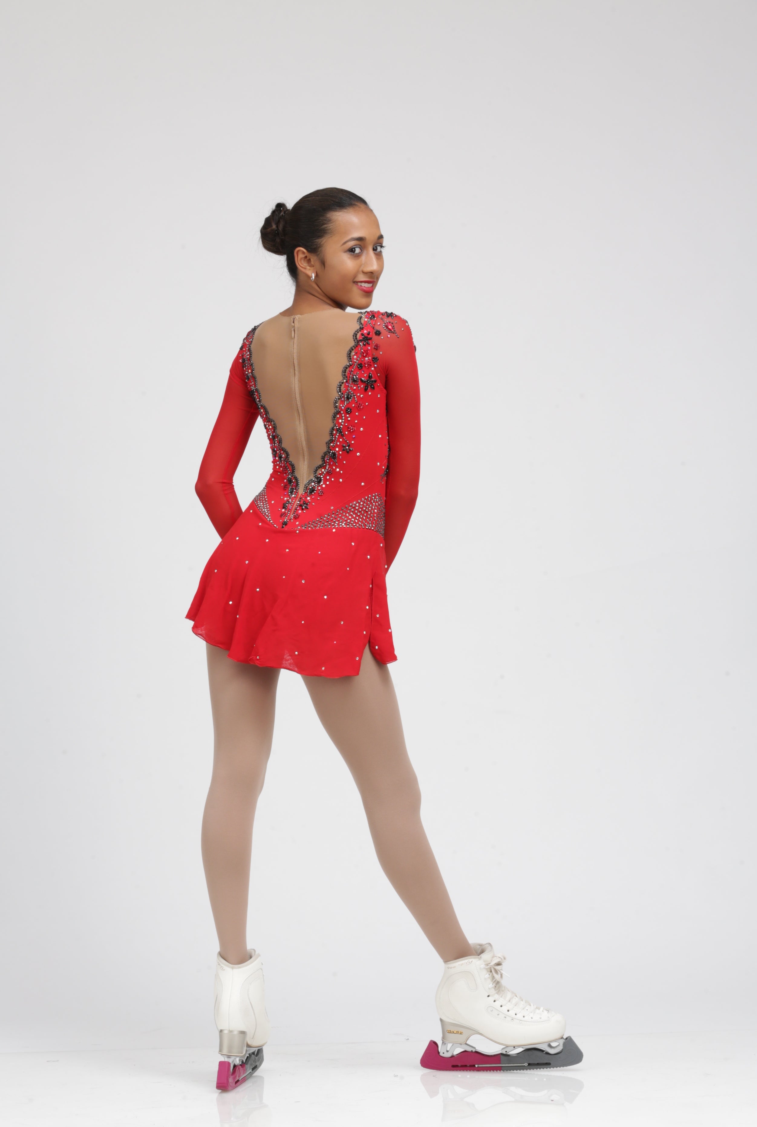 IceDress Figure Skating Outfit - Thermal - IceDress (White with Coral)